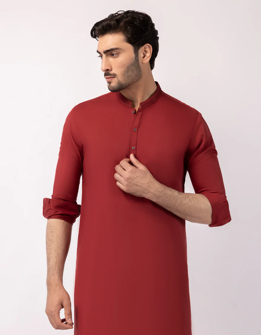 RED BLENDED KURTA | JJK-A-33704/S25/JJ10245-SF - Image 2