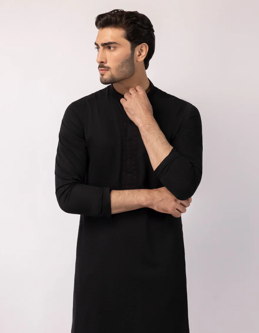 BLACK BLENDED KURTA | JJK-A-33821/S26/JJ10638-SF - Image 2