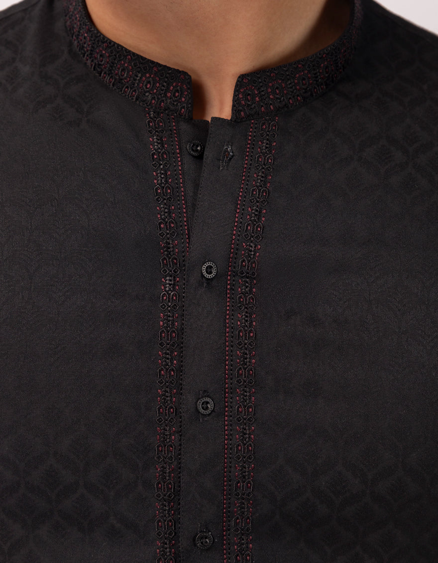 BLACK BLENDED KURTA | JJK-A-33821/S26/JJ10638-SF - Image 3