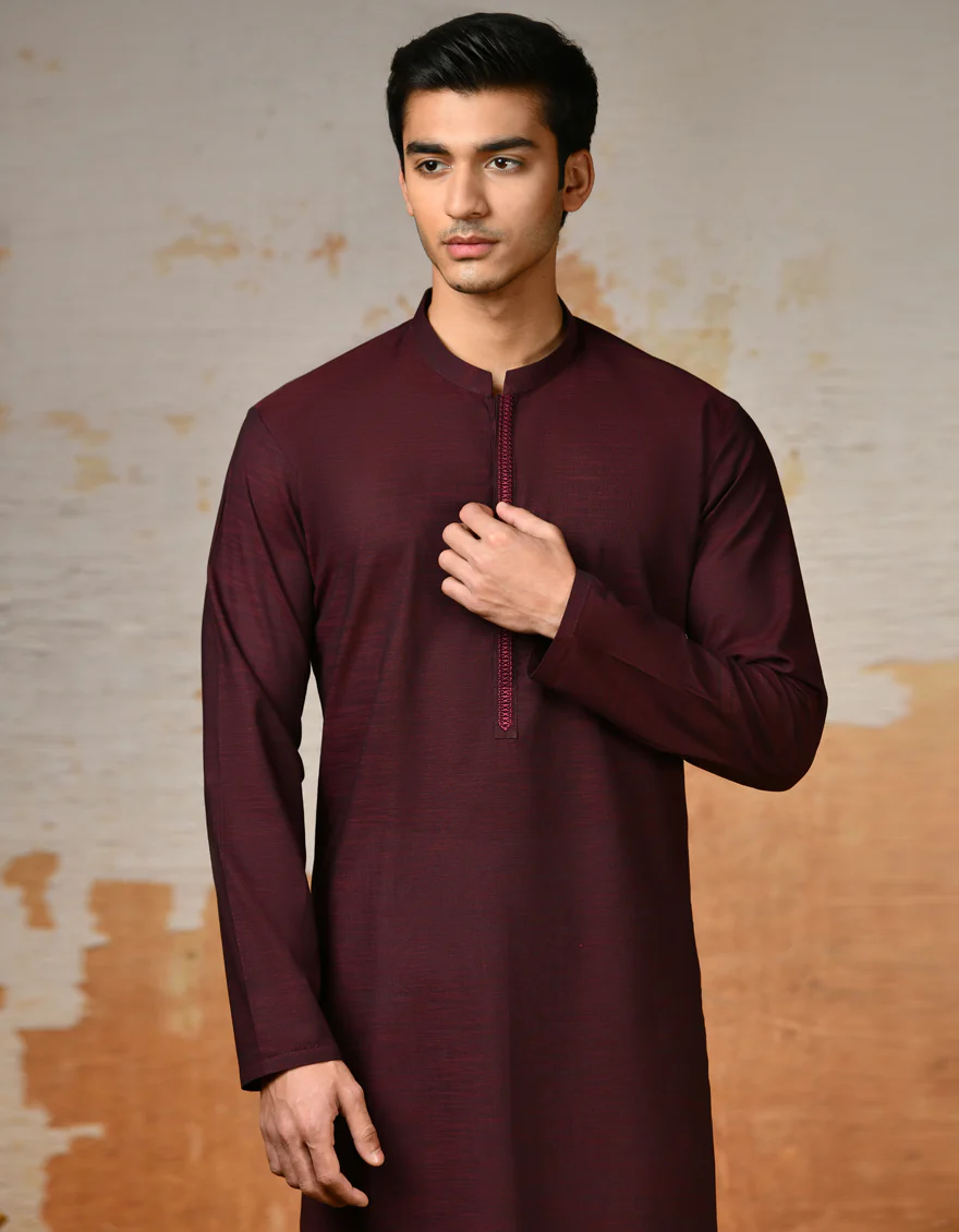 RED COTTON KURTA | JJK-A-34635/S24/JJ9217-SF - Image 3