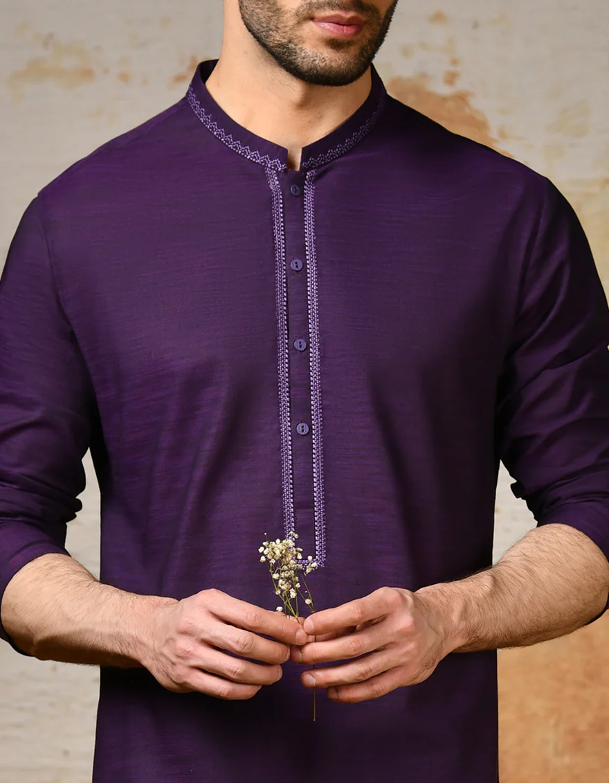 PURPLE COTTON KURTA | JJK-A-34637/S24/JJ92 - Image 2