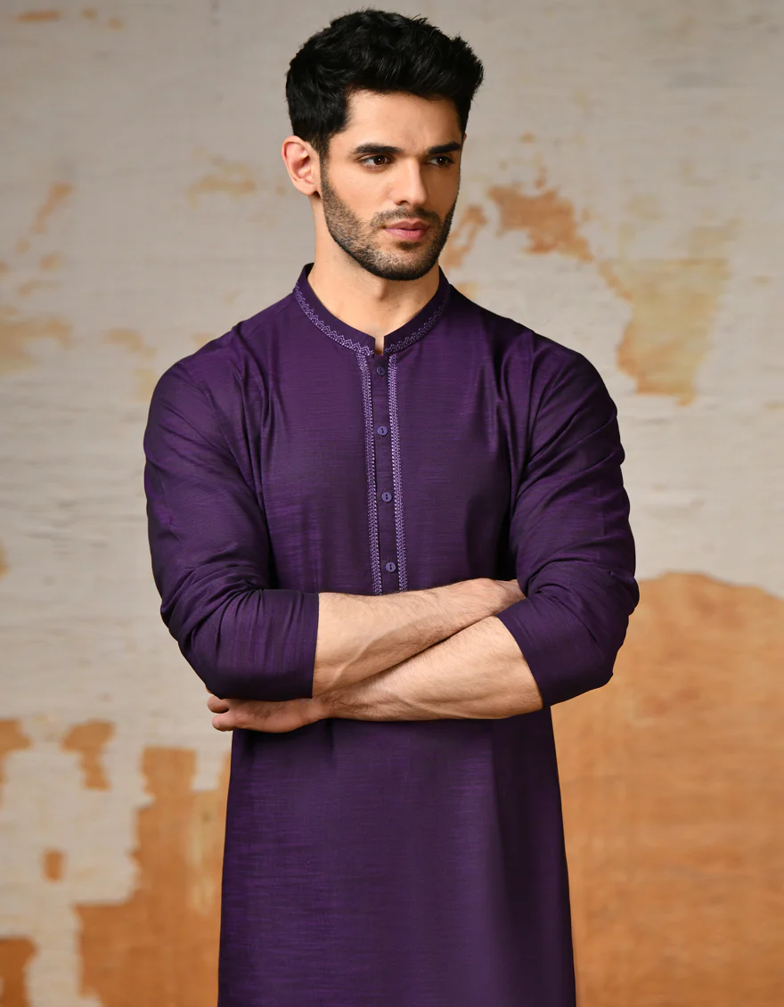 PURPLE COTTON KURTA | JJK-A-34637/S24/JJ92 - Image 3