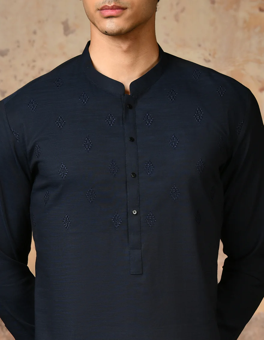 BLUE COTTON KURTA | JJK-A-34639/S24/JJ92 - Image 2
