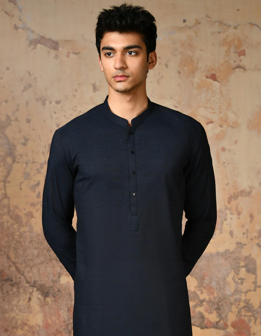 BLUE COTTON KURTA | JJK-A-34639/S24/JJ92 - Image 3