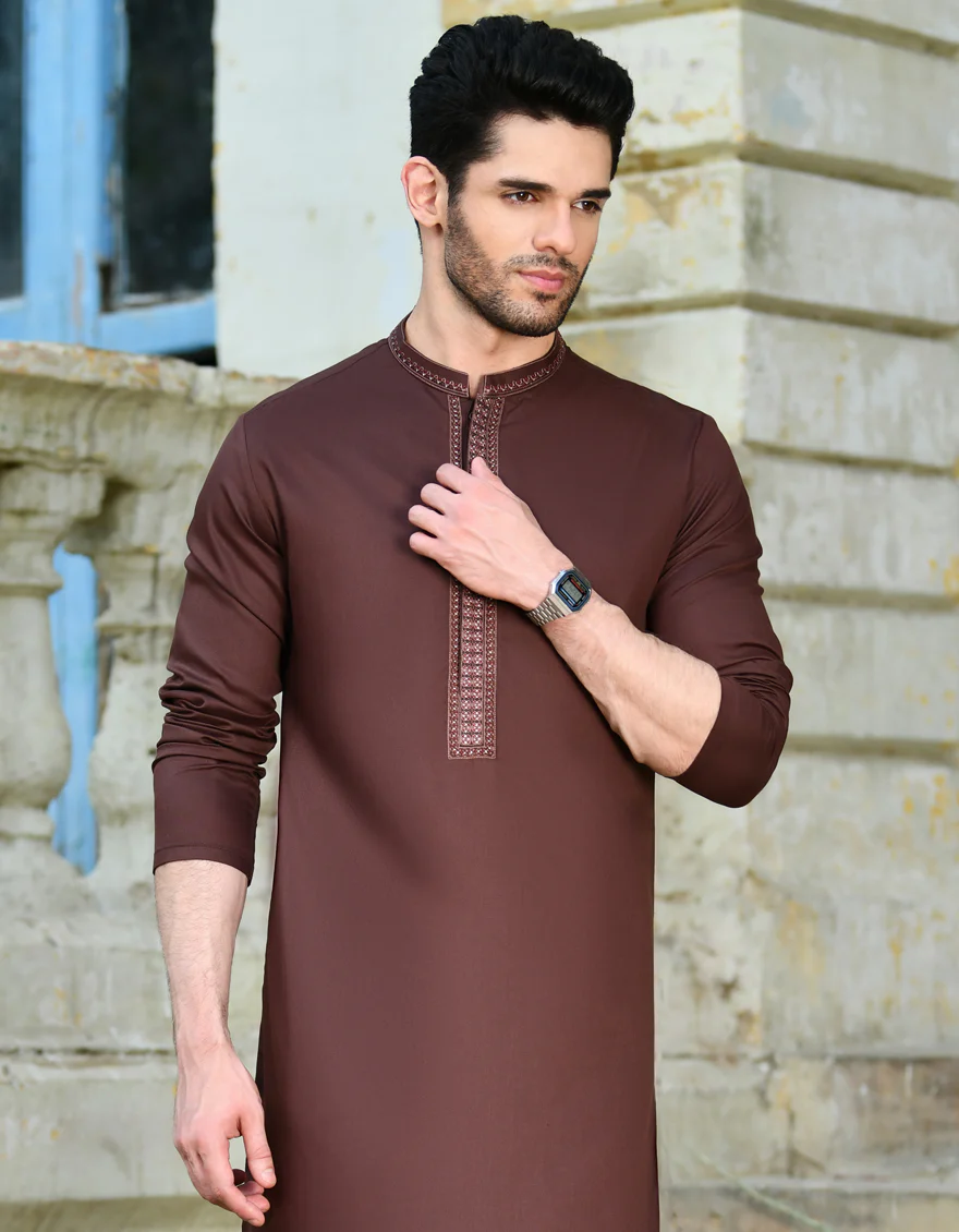 BROWN BLENDED KURTA | JJK-A-34685/S24/JJ8812-FL - Image 2
