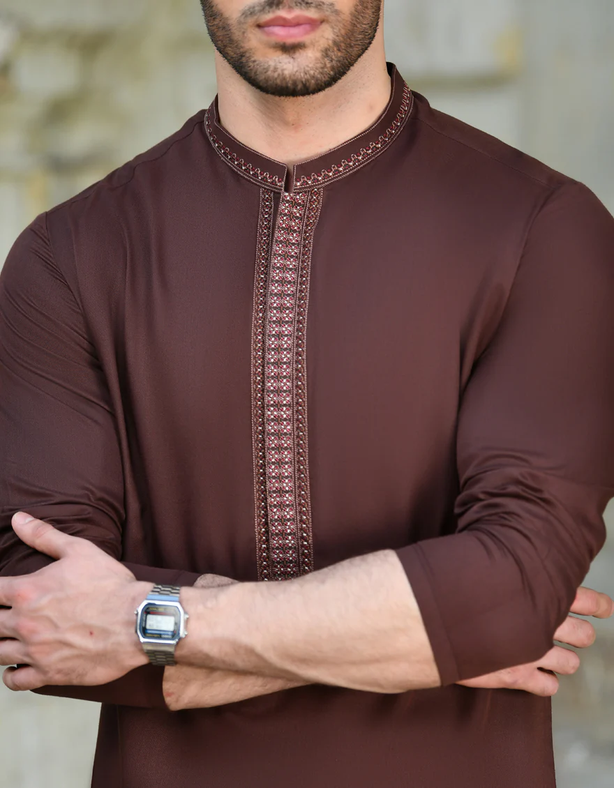 BROWN BLENDED KURTA | JJK-A-34685/S24/JJ8812-FL - Image 3