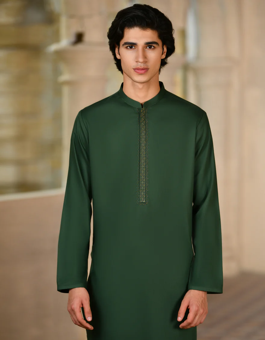 GREEN BLENDED KURTA | JJK-A-34686/S24/JJ8812-FL - Image 2