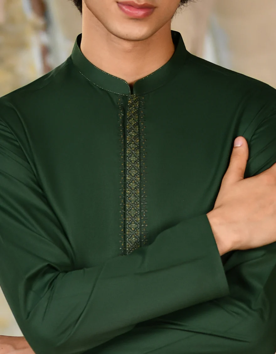GREEN BLENDED KURTA | JJK-A-34686/S24/JJ8812-FL - Image 3