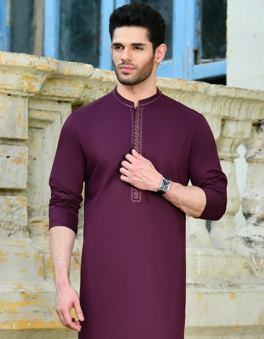 PURPLE BLENDED KURTA | JJK-A-34687/S24/JJ8812-FL - Image 2