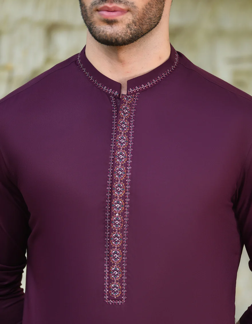 PURPLE BLENDED KURTA | JJK-A-34687/S24/JJ8812-FL - Image 3