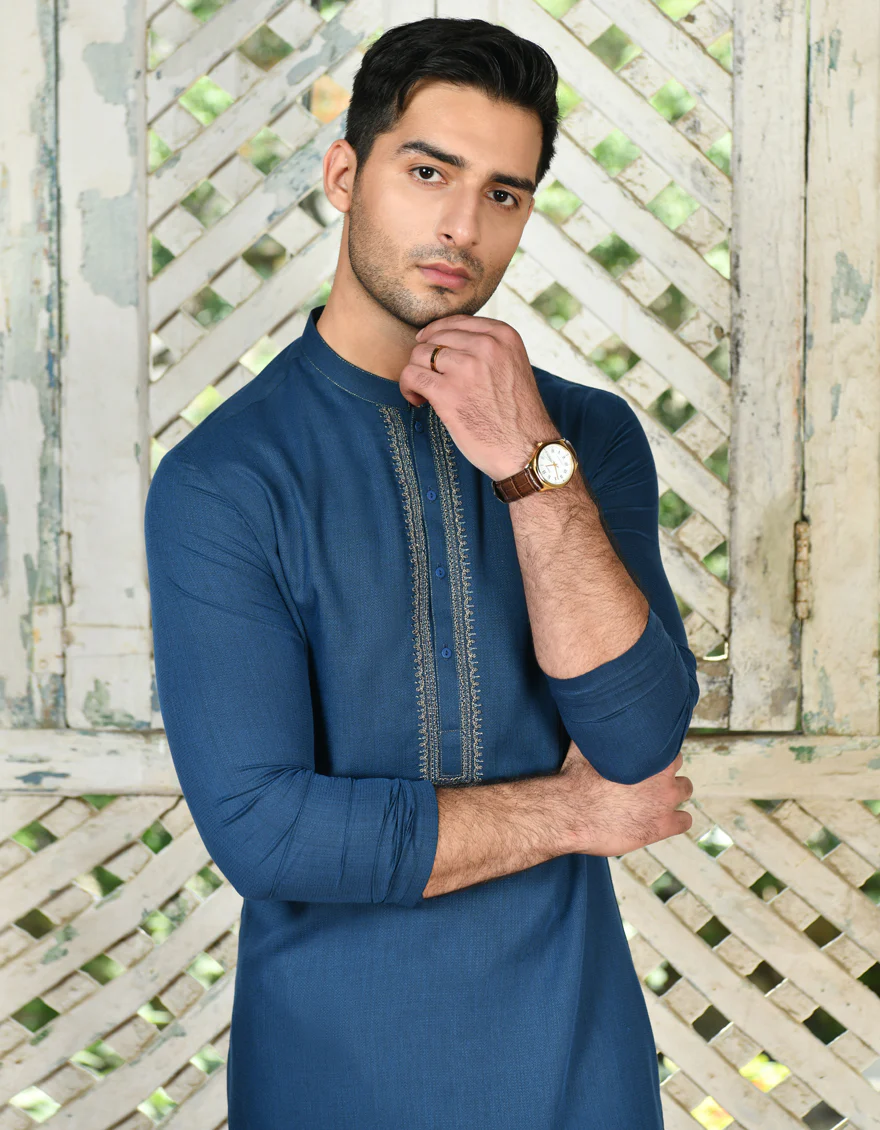 BLUE BLENDED KURTA | JJK-A-34706/S24/JJ9301-FL - Image 3