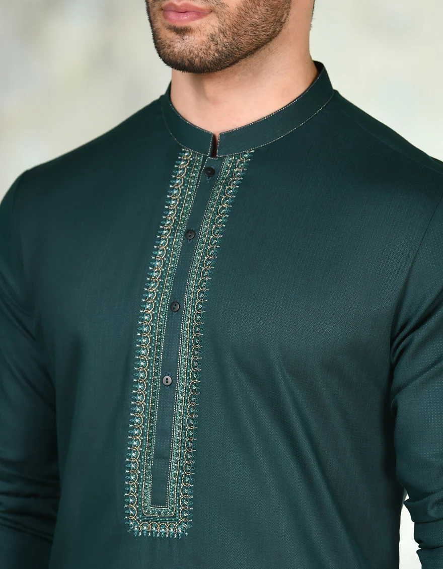 GREEN BLENDED KURTA | JJK-A-34707/S24/JJ9301-FL - Image 2