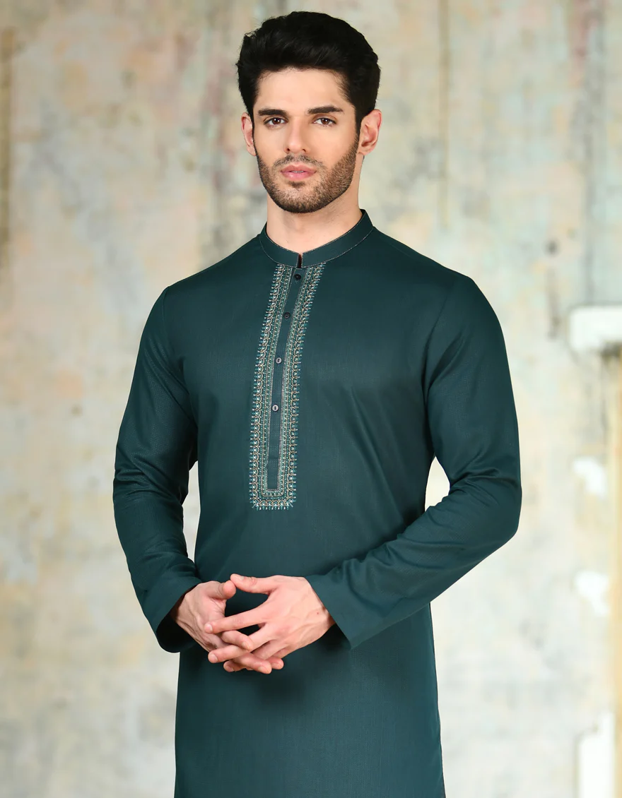 GREEN BLENDED KURTA | JJK-A-34707/S24/JJ9301-FL - Image 3