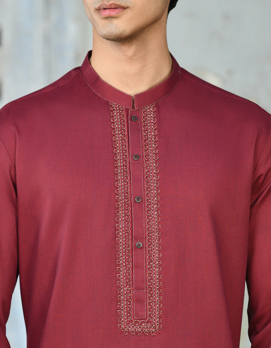 RED BLENDED KURTA | JJK-A-34708/S24/JJ9301-FL - Image 2