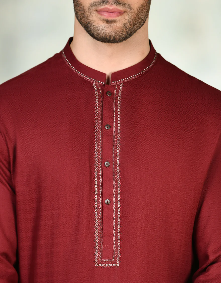 RED BLENDED KURTA | JJK-A-34724/S24/JJ9236-FL - Image 3