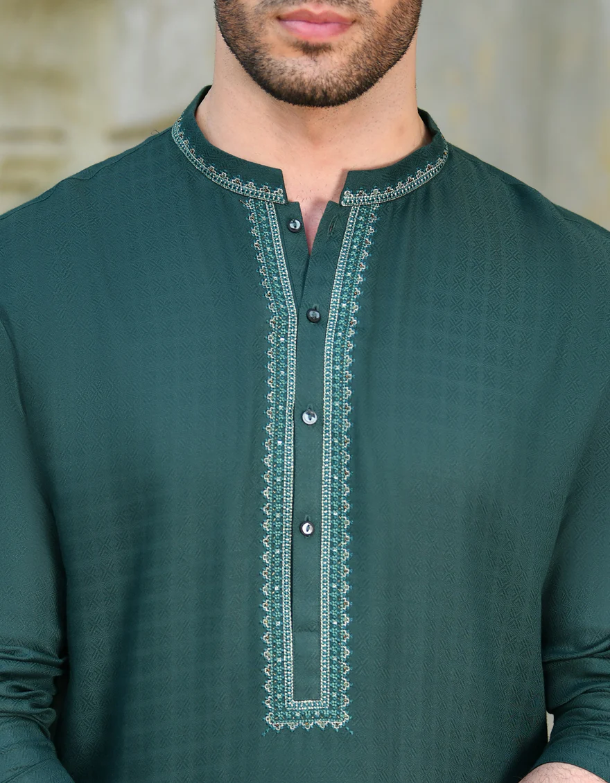 GREEN BLENDED KURTA | JJK-A-34726/S24/JJ9236-FL - Image 2