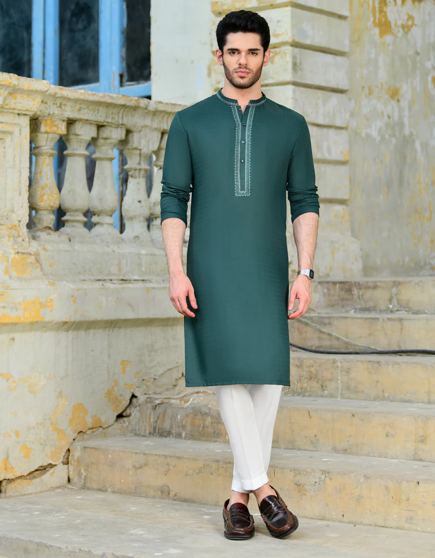 GREEN BLENDED KURTA | JJK-A-34726/S24/JJ9236-FL - Image 3