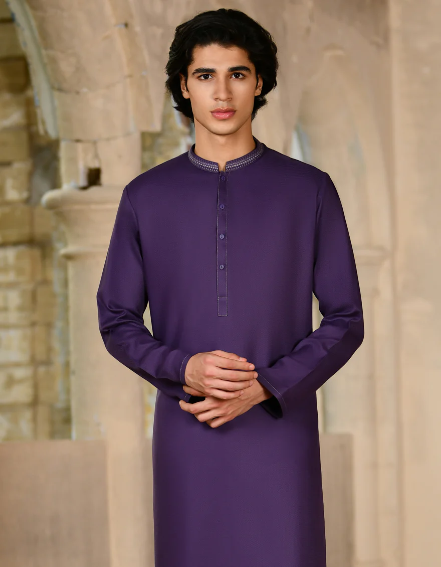 PURPLE BLENDED KURTA | JJK-A-34732/S24/JJ9302-SF - Image 3