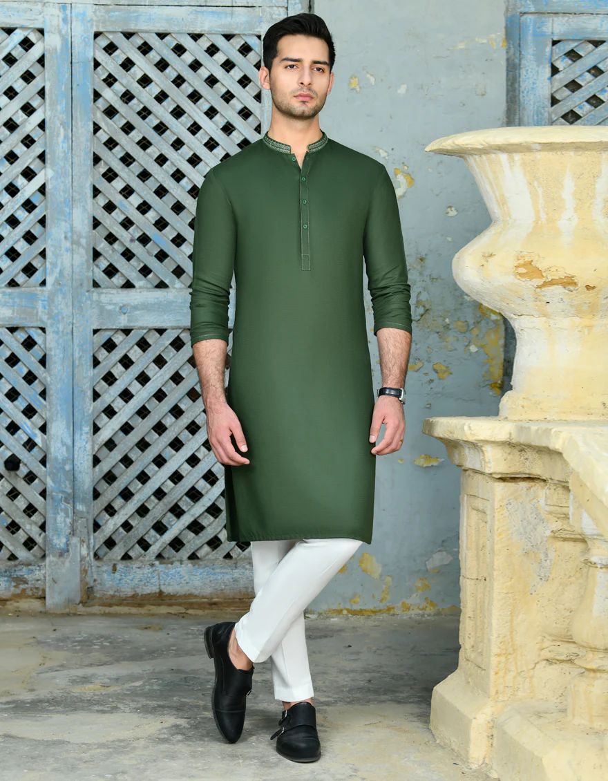 GREEN BLENDED KURTA | JJK-A-34733/S24/JJ9302-SF