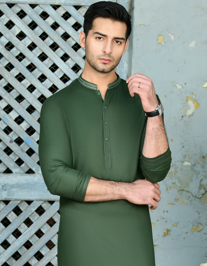 GREEN BLENDED KURTA | JJK-A-34733/S24/JJ9302-SF - Image 2