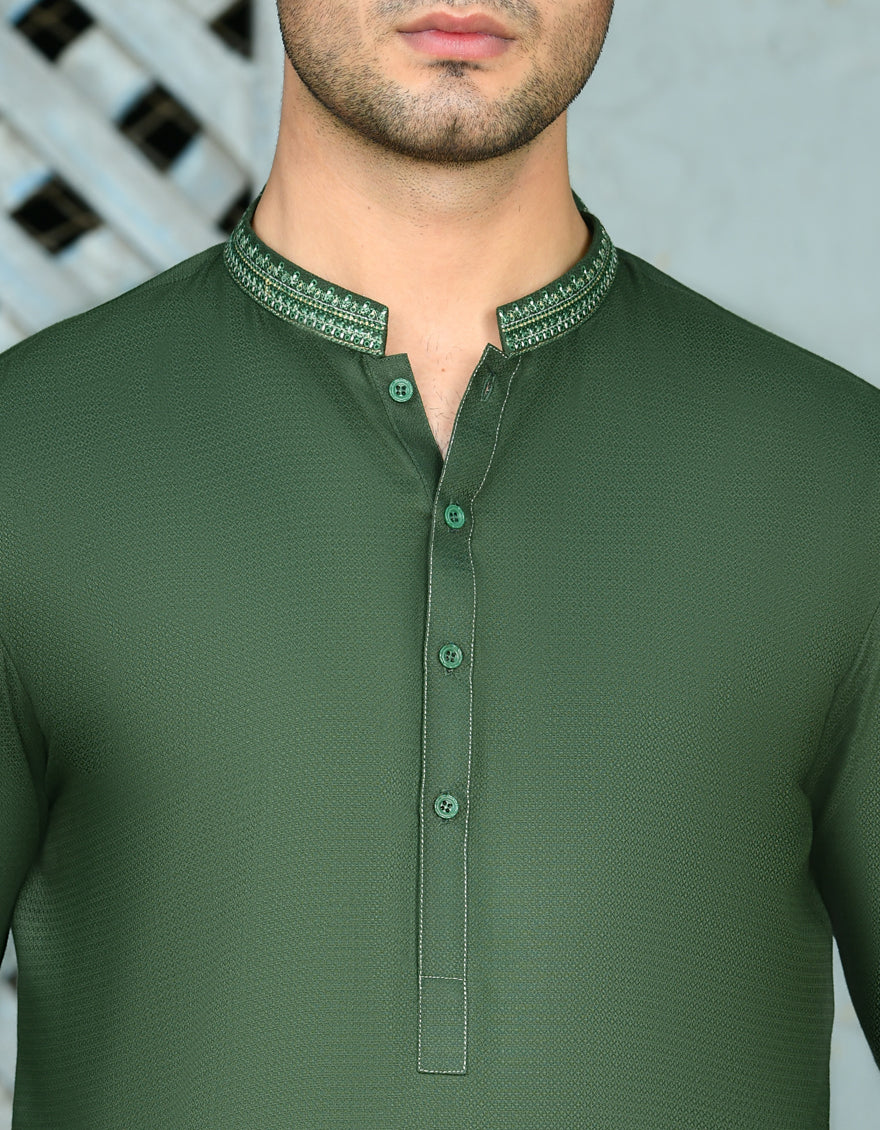 GREEN BLENDED KURTA | JJK-A-34733/S24/JJ9302-SF - Image 3