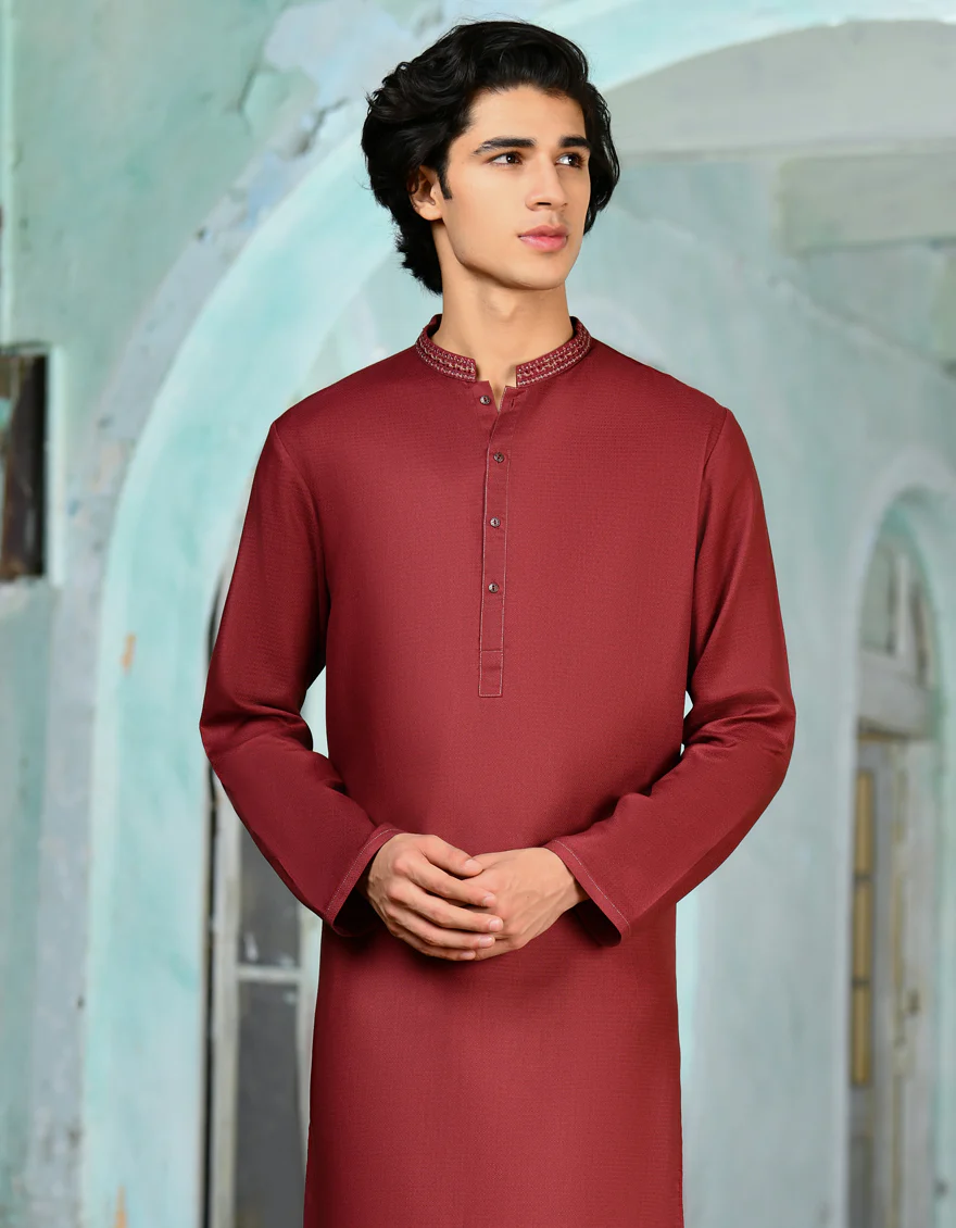 RED BLENDED KURTA | JJK-A-34734/S24/JJ9302-SF - Image 2