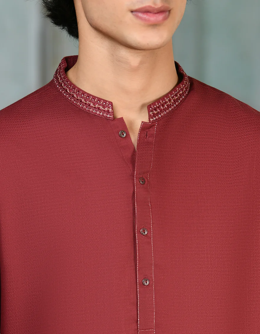 RED BLENDED KURTA | JJK-A-34734/S24/JJ9302-SF - Image 3