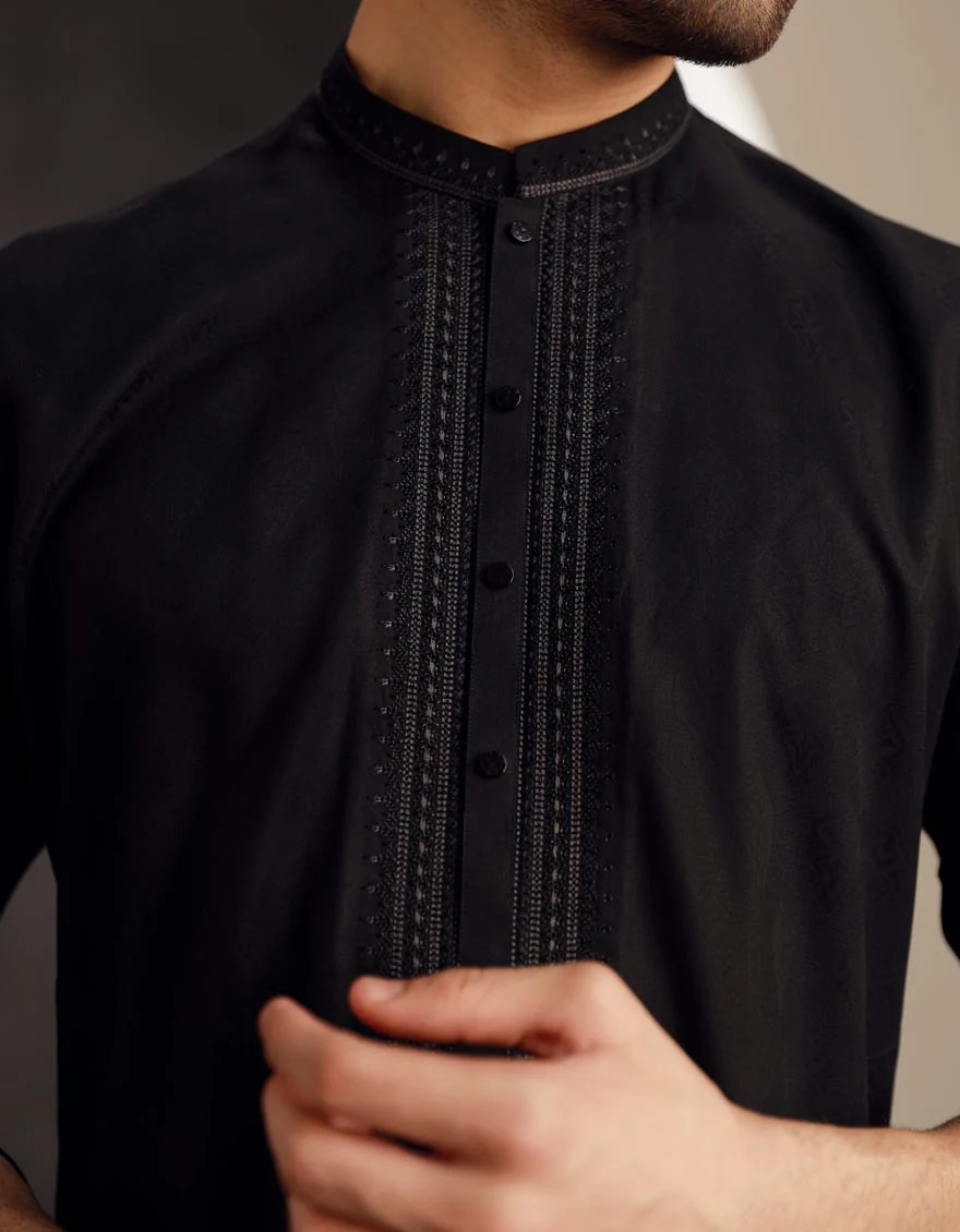 BLACK BLENDED KURTA | JJK-A-34831/S24/JJ9605-FL - Image 2