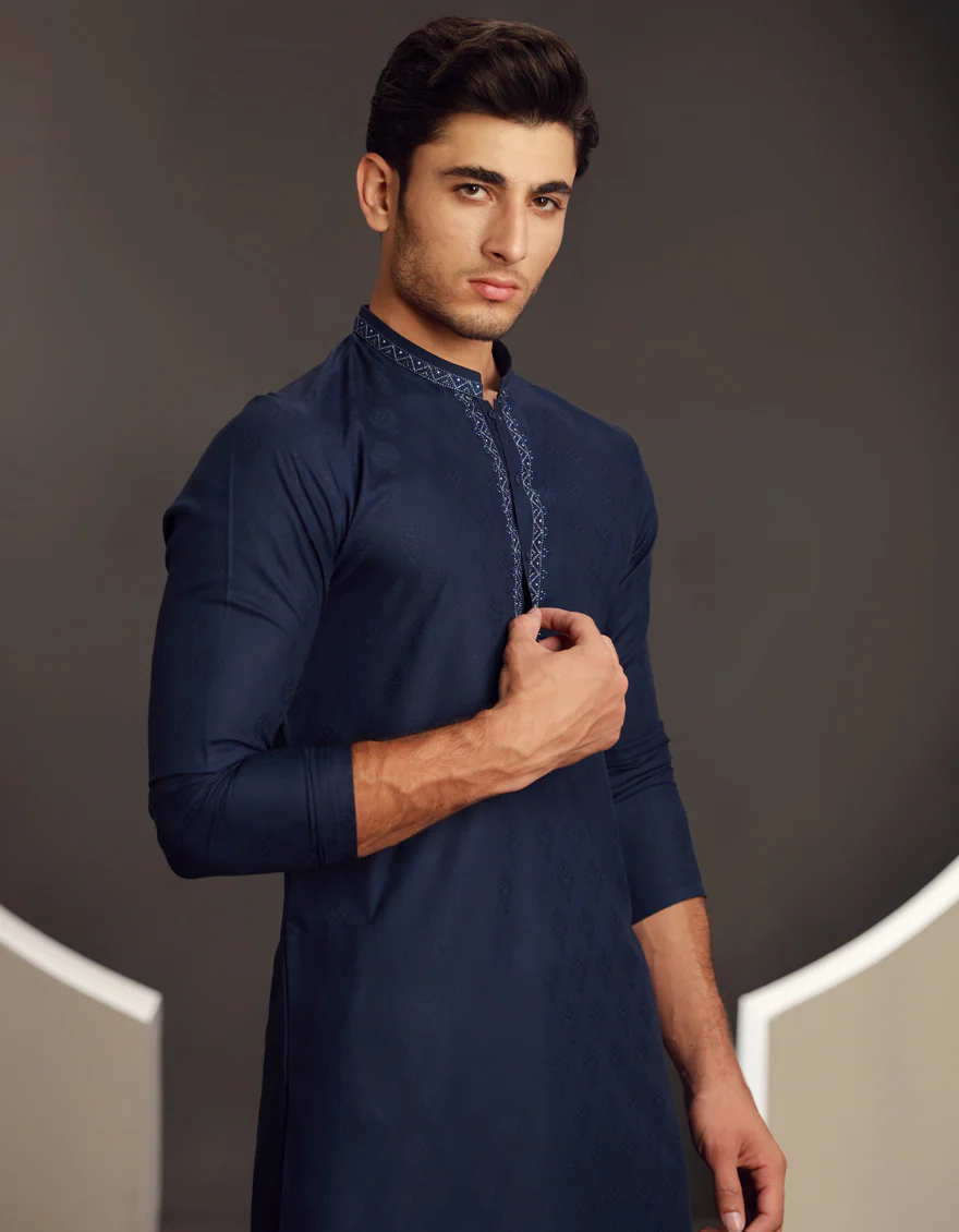 BLUE BLENDED KURTA | JJK-A-34832/S24/JJ9605-FL - Image 3