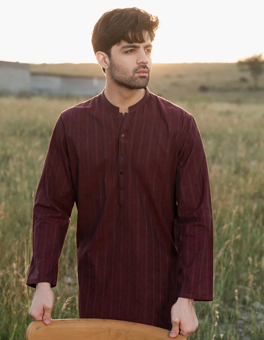 MAROON COTTON KURTA | JJK-A-34833/S24/JMR3113-PN - Image 2