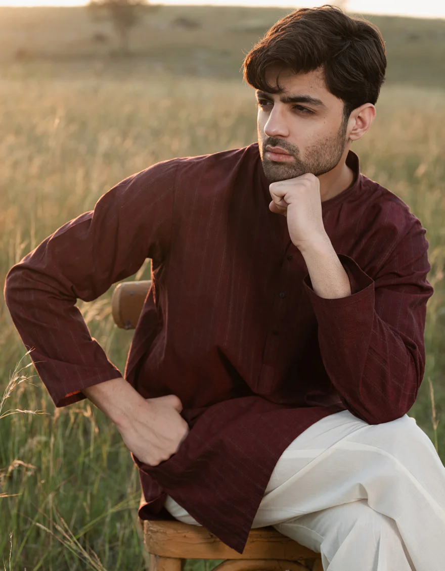 MAROON COTTON KURTA | JJK-A-34833/S24/JMR3113-PN - Image 4