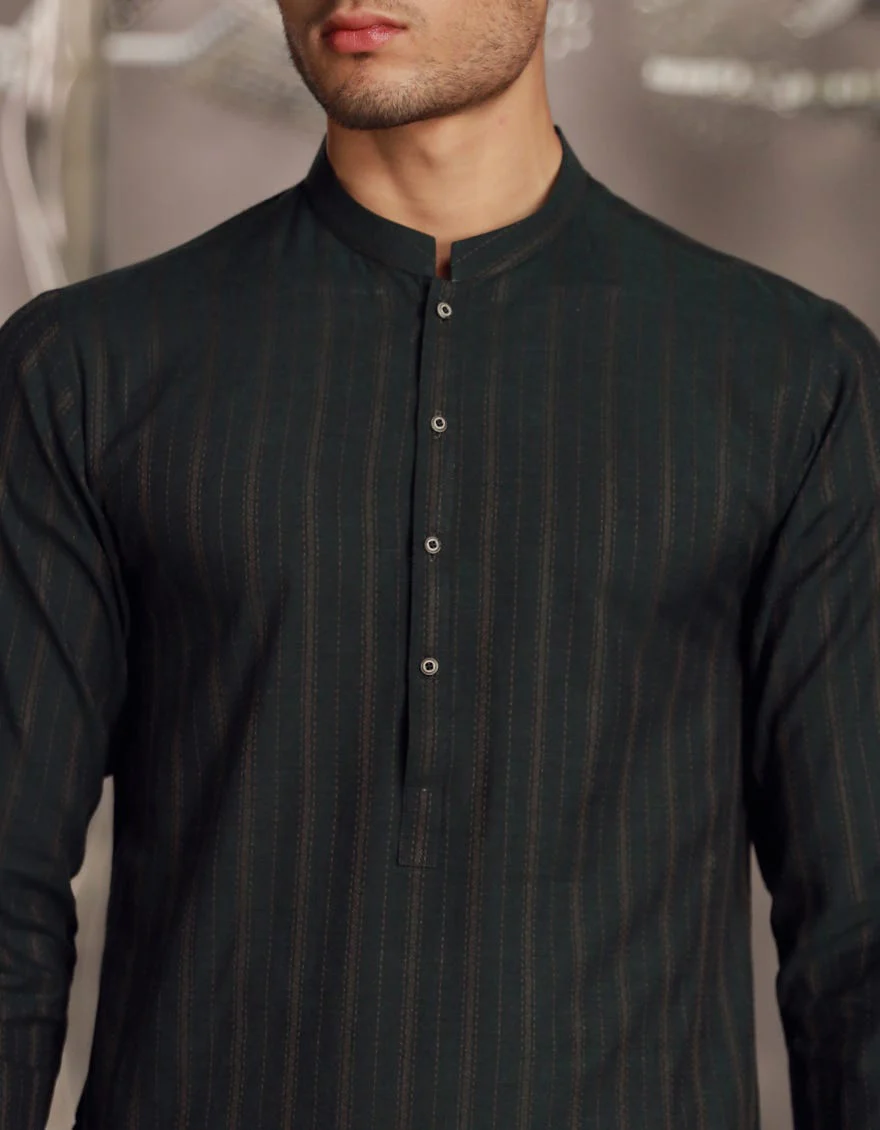 BLACK COTTON KURTA | JJK-A-34835/S24/JMR-3113-PN - Image 2