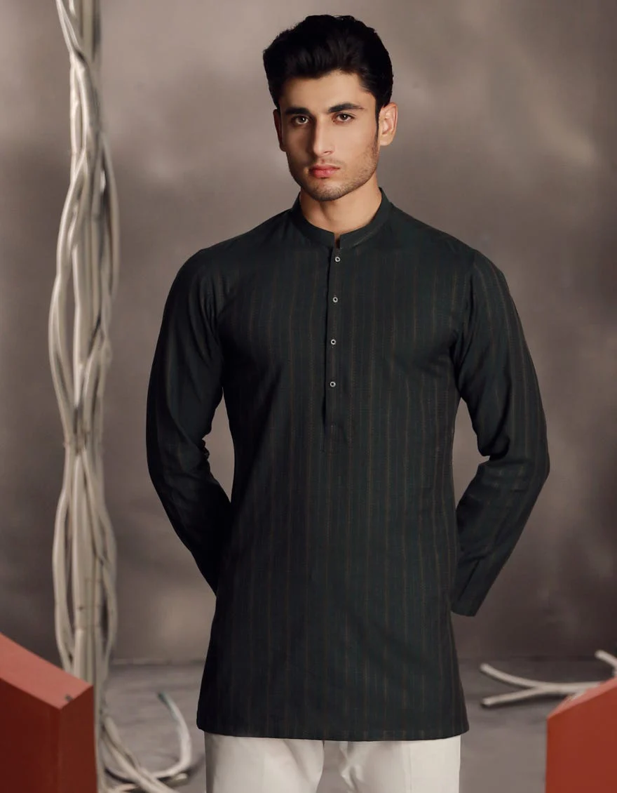 BLACK COTTON KURTA | JJK-A-34835/S24/JMR-3113-PN - Image 3