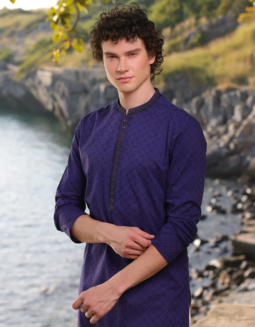 BLUE COTTON KURTA | JJK-A-34890/S25/JJ9212-FL - Image 4