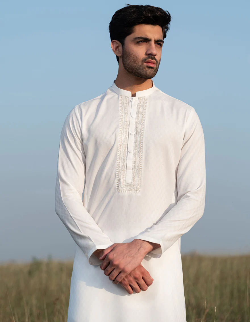 OFF WHITE BLENDED KURTA | JJK-A-34928/S24/JJ9592-FL - Image 2