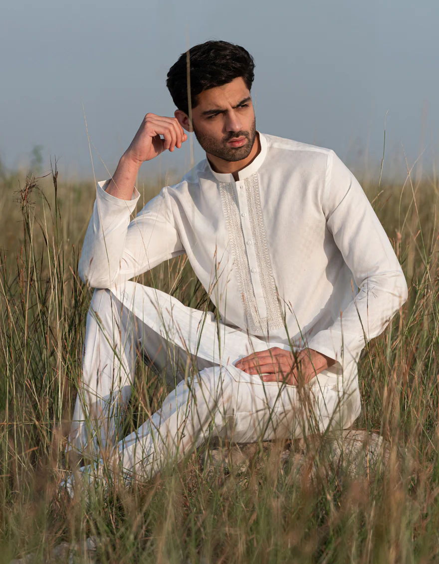 OFF WHITE BLENDED KURTA | JJK-A-34928/S24/JJ9592-FL - Image 4