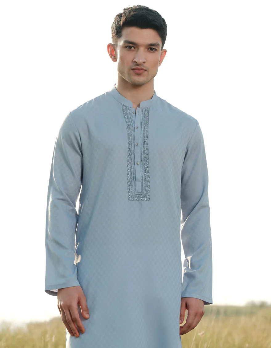 SKY BLUE BLENDED KURTA | JJK-A-34930/S24/JJ9592-FL - Image 2