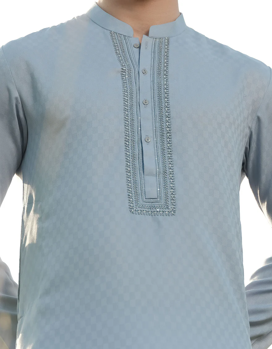 SKY BLUE BLENDED KURTA | JJK-A-34930/S24/JJ9592-FL - Image 3