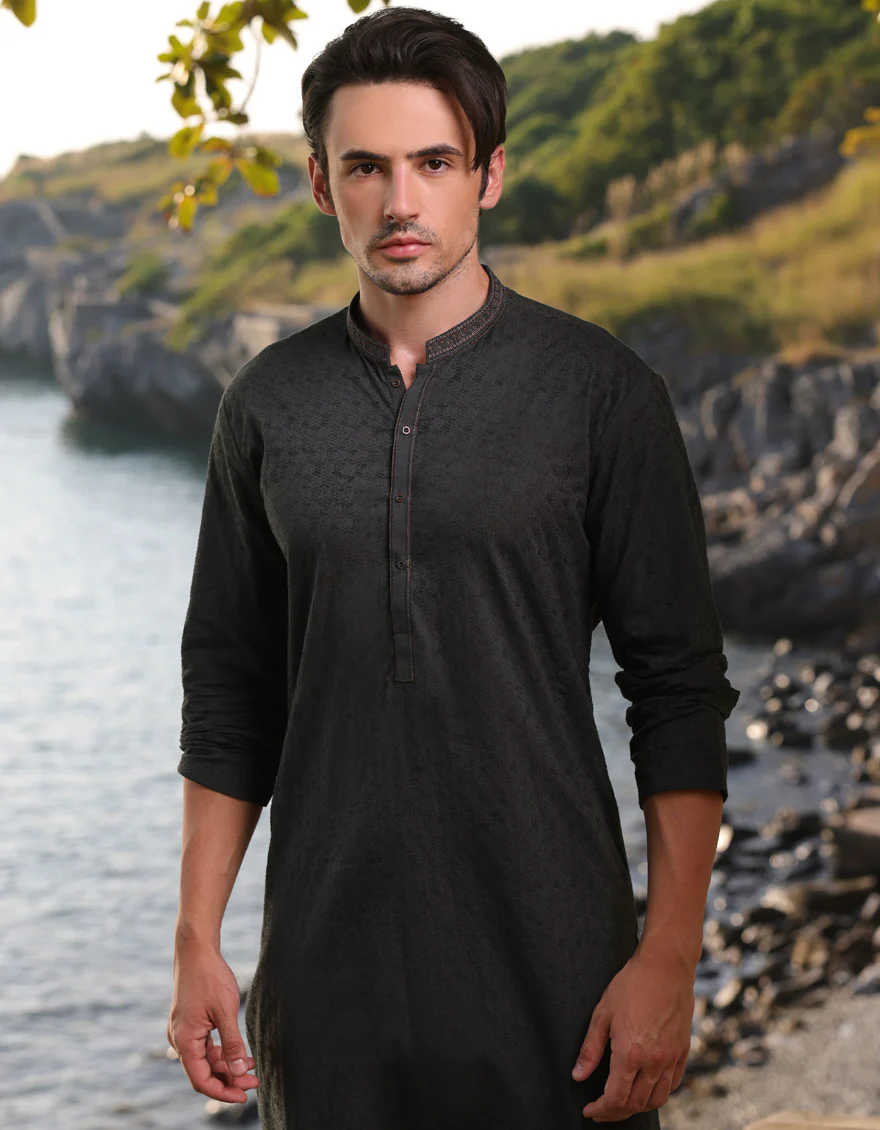 GREEN COTTON KURTA | JJK-A-34952/S25/JJ9778-FL - Image 3
