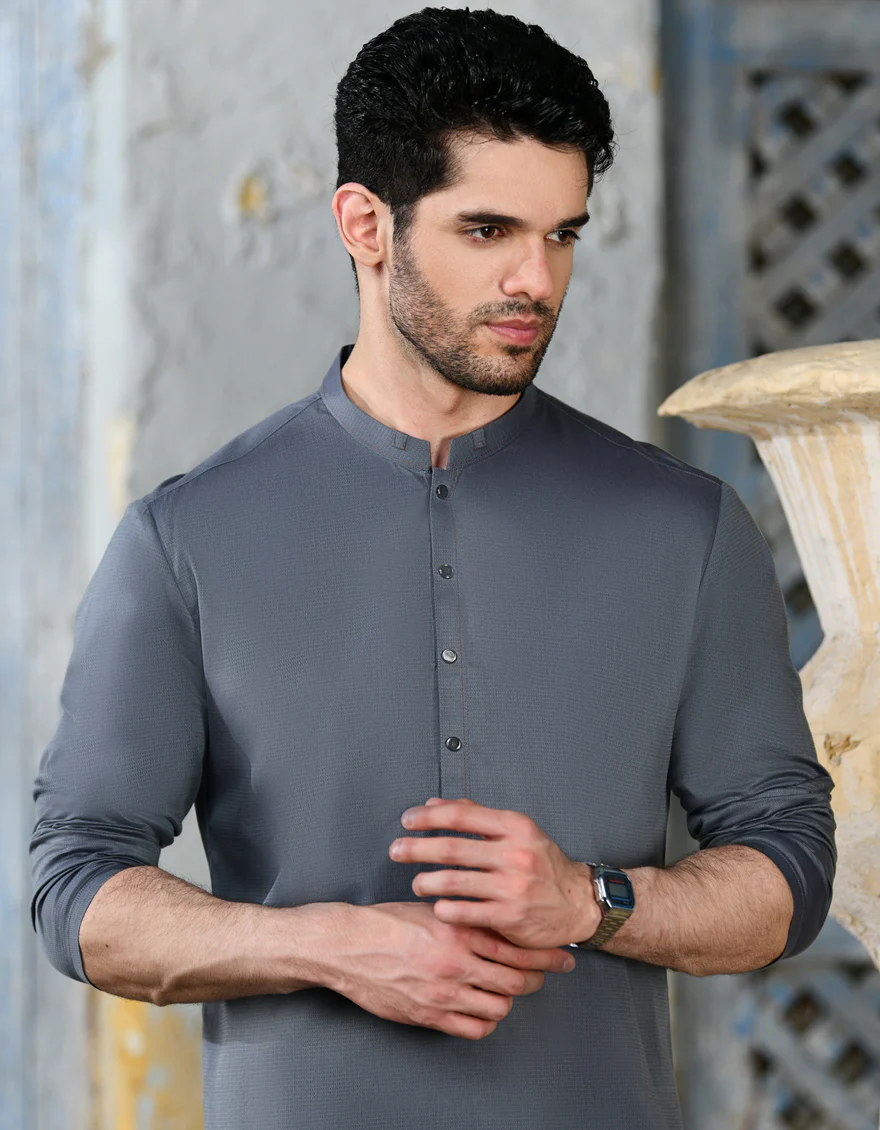 GREY COTTON KURTA | JJK-A-37850/S24/JJ9023-CL - Image 3