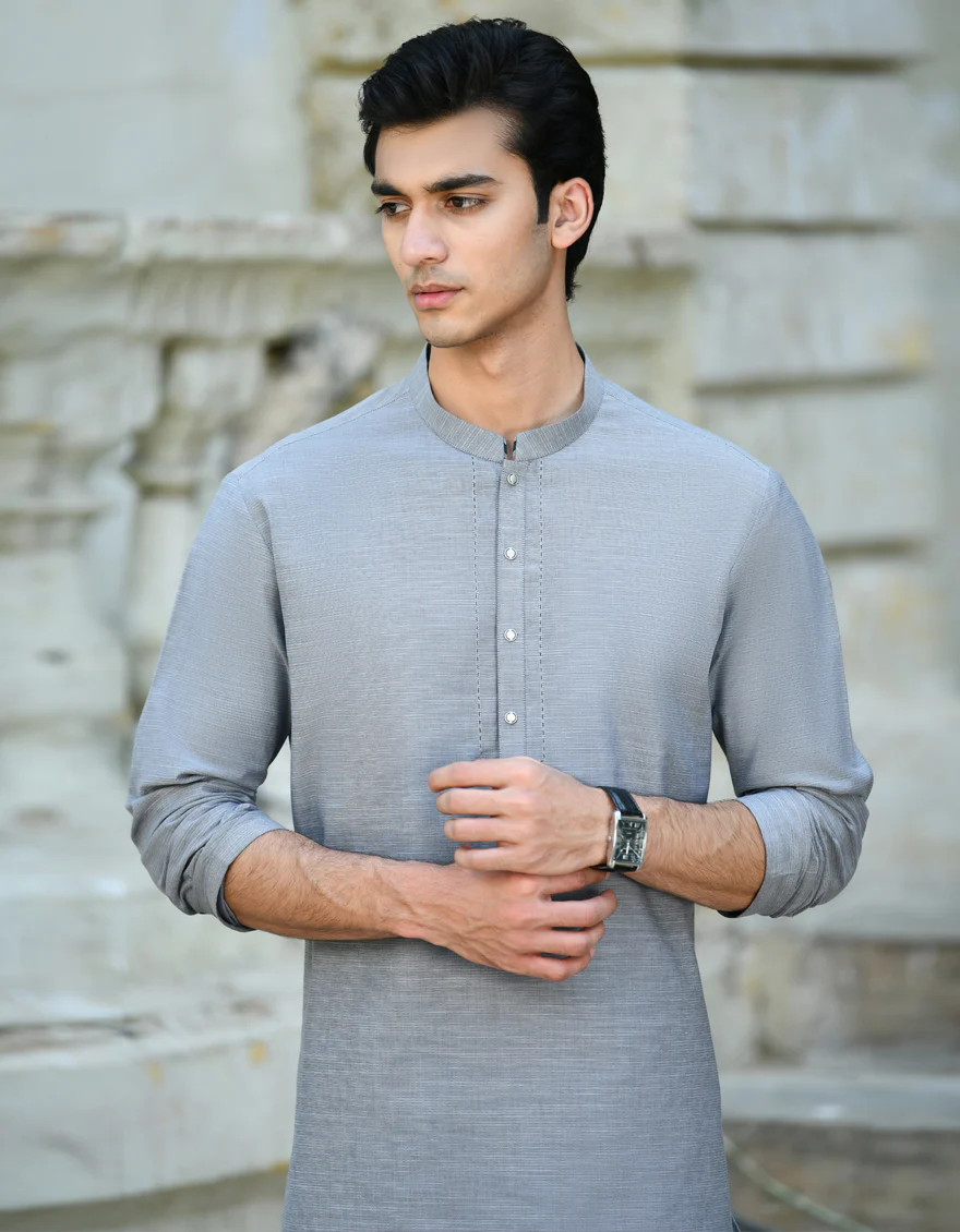 GREY COTTON KURTA | JJK-A-37852/S24/JJ8880-PN - Image 2
