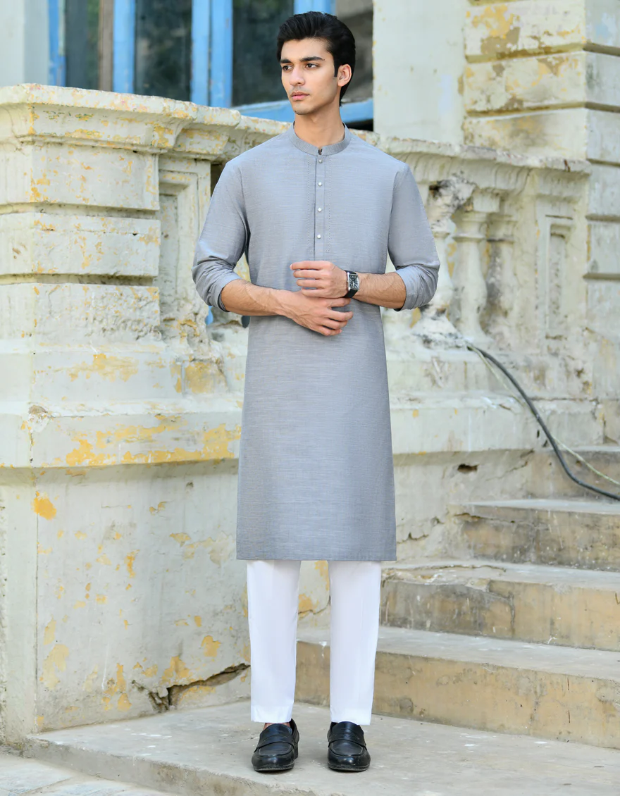 GREY COTTON KURTA | JJK-A-37852/S24/JJ8880-PN - Image 3