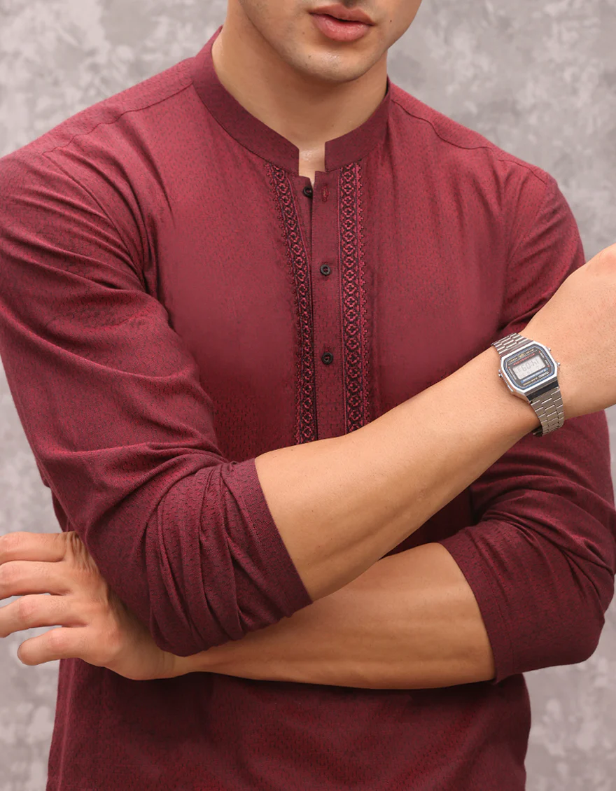 RED COTTON KURTA | JJK-A-37886/S24/JJ9226-SF - Image 2