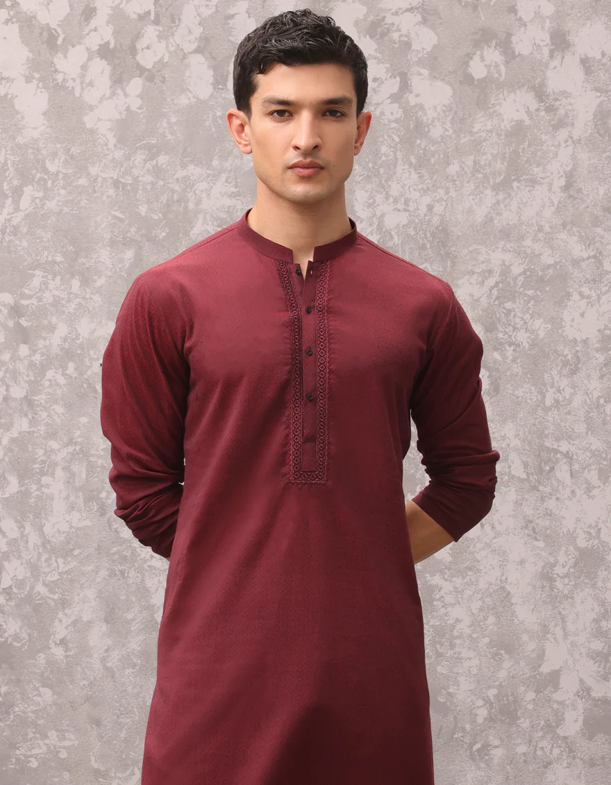 RED COTTON KURTA | JJK-A-37886/S24/JJ9226-SF - Image 3