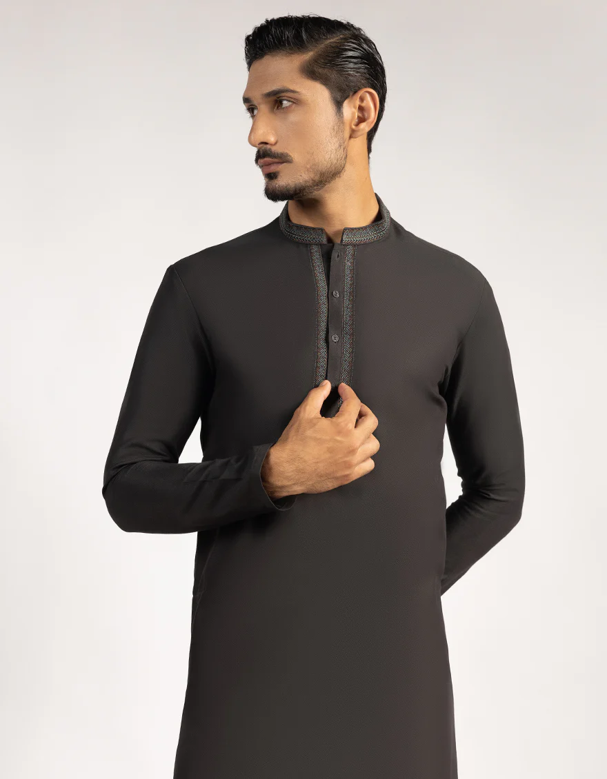 CHARCOAL BLENDED KURTA | JJK-A-39510/S25/JJ9584-SF - Image 2