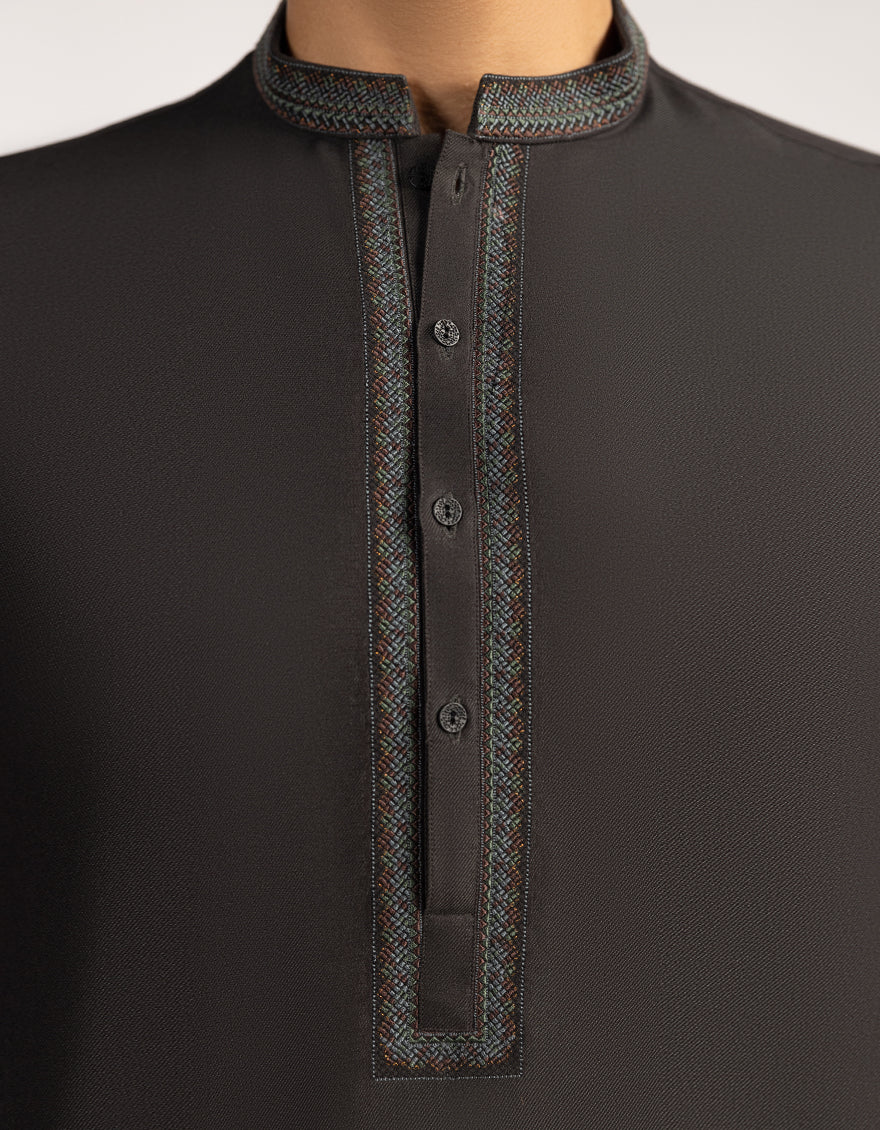 CHARCOAL BLENDED KURTA | JJK-A-39510/S25/JJ9584-SF - Image 3