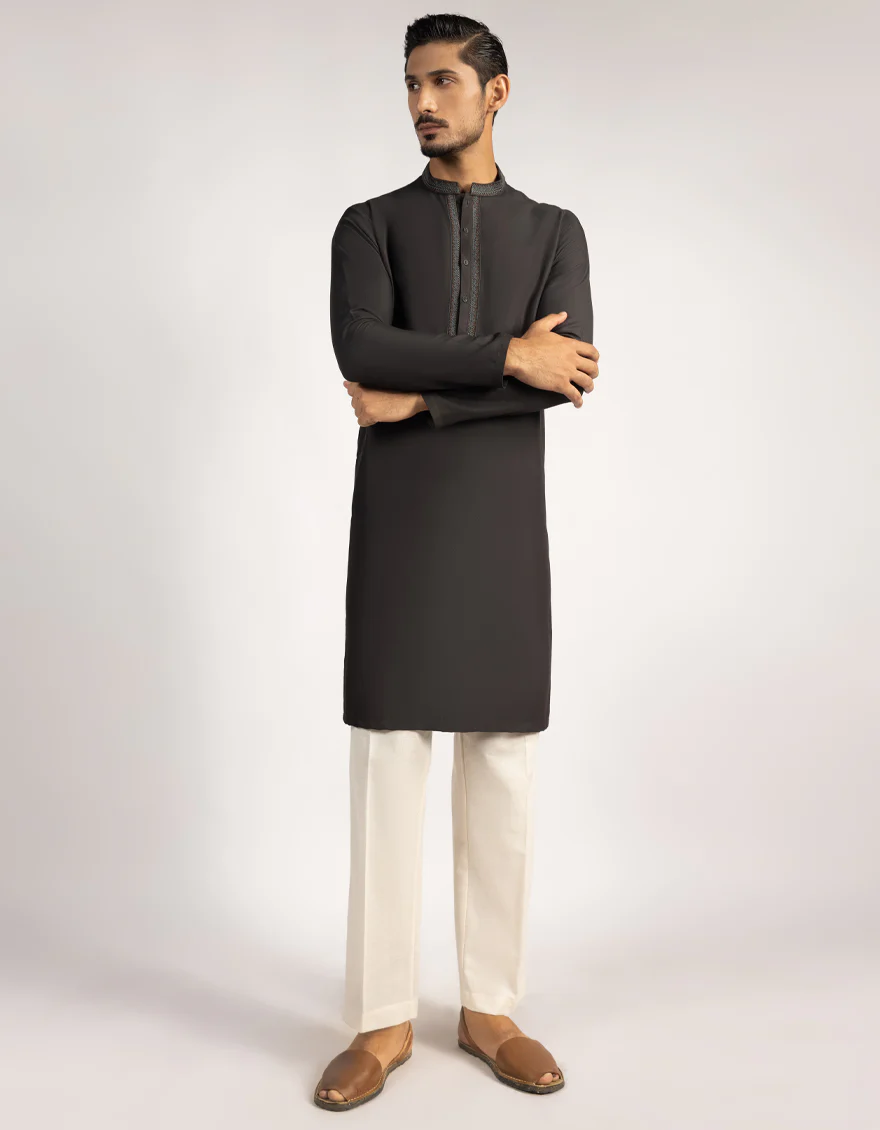 CHARCOAL BLENDED KURTA | JJK-A-39510/S25/JJ9584-SF - Image 4
