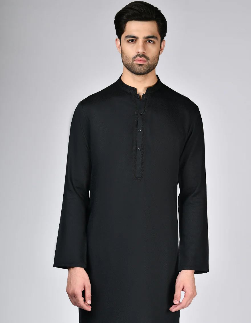 BLACK BLENDED KURTA | JJK-A-46496/S24/JJ9253-SF - Image 2