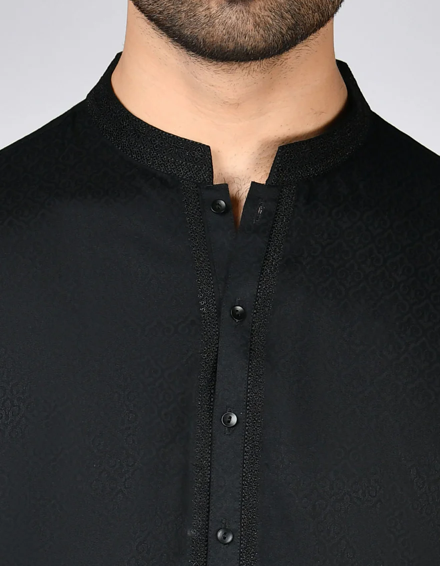 BLACK BLENDED KURTA | JJK-A-46496/S24/JJ9253-SF - Image 3