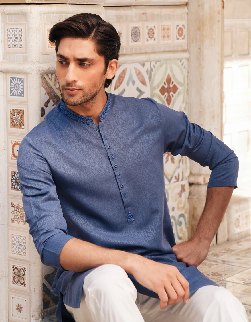 BLUE BLENDED KURTA | JJK-A-46661/S25/JJ94 - Image 3